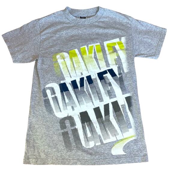 Oakley Men's Light Gray Graphic Spell Out Logo Short Sleeve T-Shirt Size Small - Picture 1 of 6